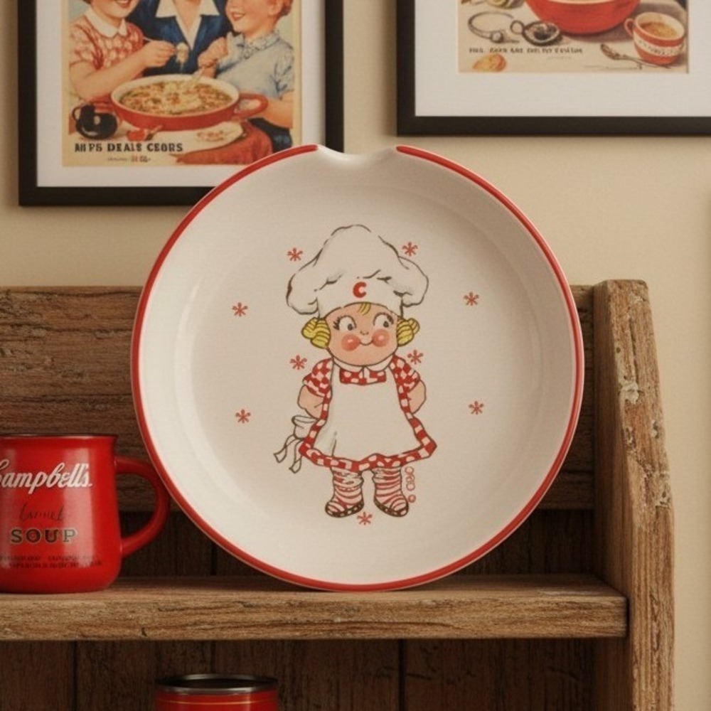 Campbell Soup Kid Ceramic Spoon Rest, Boy Chef, Vintage Advertising Kitchenware